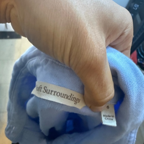 Soft Surroundings Baby Blue Linen Blend Kerry Belted Jumpsuit - Picture 4 of 7